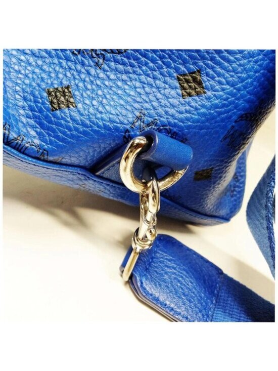 Authentic MCM Stark Blue Visetos Leather Backpack Unisex Designer Bag main image 7
